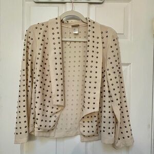 H&M studded cream neutral open front jacket size 4